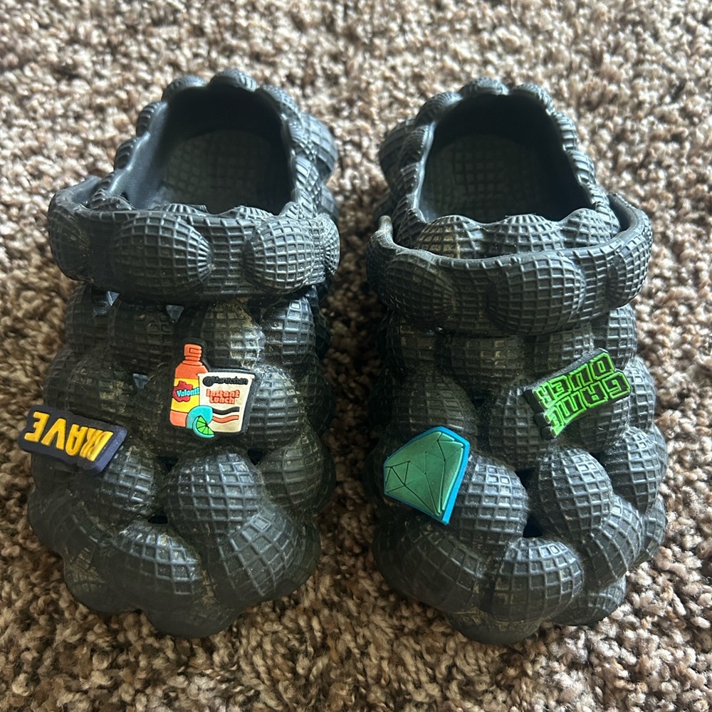 Black Bubble Slip-On Shoes with Charms.
Bubble crocs & regular plain black crocs